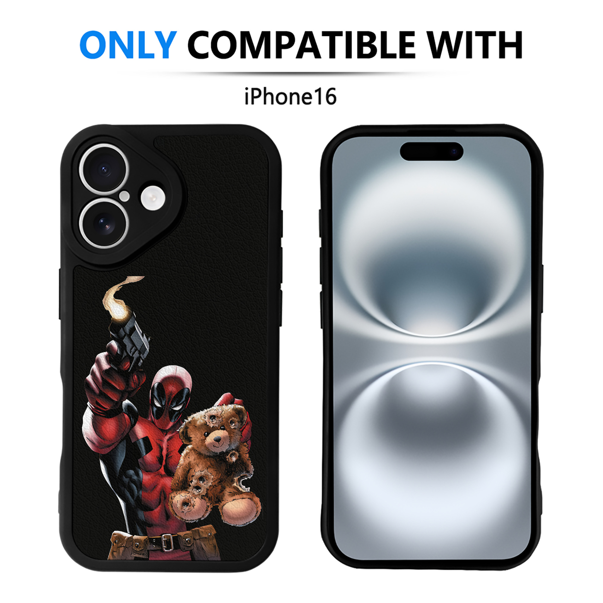 （画像用） Deadpool デッドプール 【iPhone 16シリーズ対応】シリコンスマホケース（レザー調） 材質：シリコン